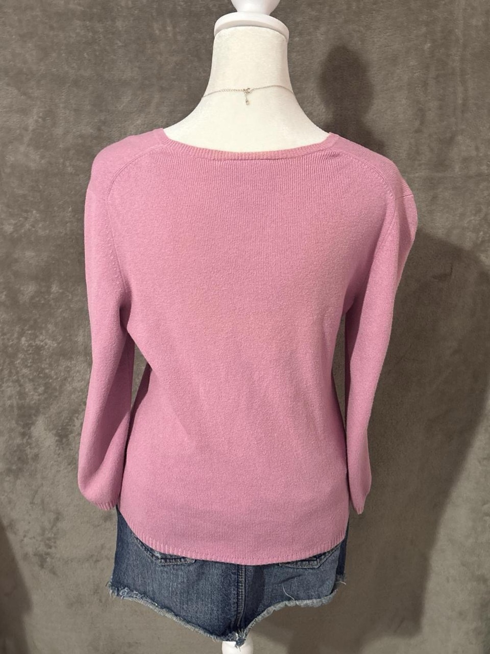 Vintage Y2k Preppy Coquette V Neck Lavender Long Sleeve Sweater - Picture 3 of 4